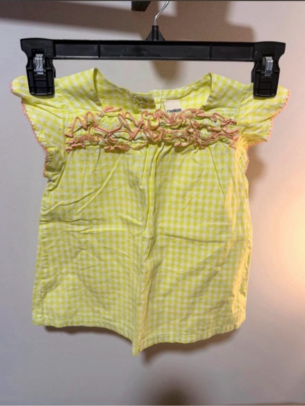 OshKosh B'gosh Yellow Gingham Ruffle Sleeve Top